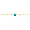 14kt Yellow Gold Diamond Turquoise Small Heart Paperclip Bracelet