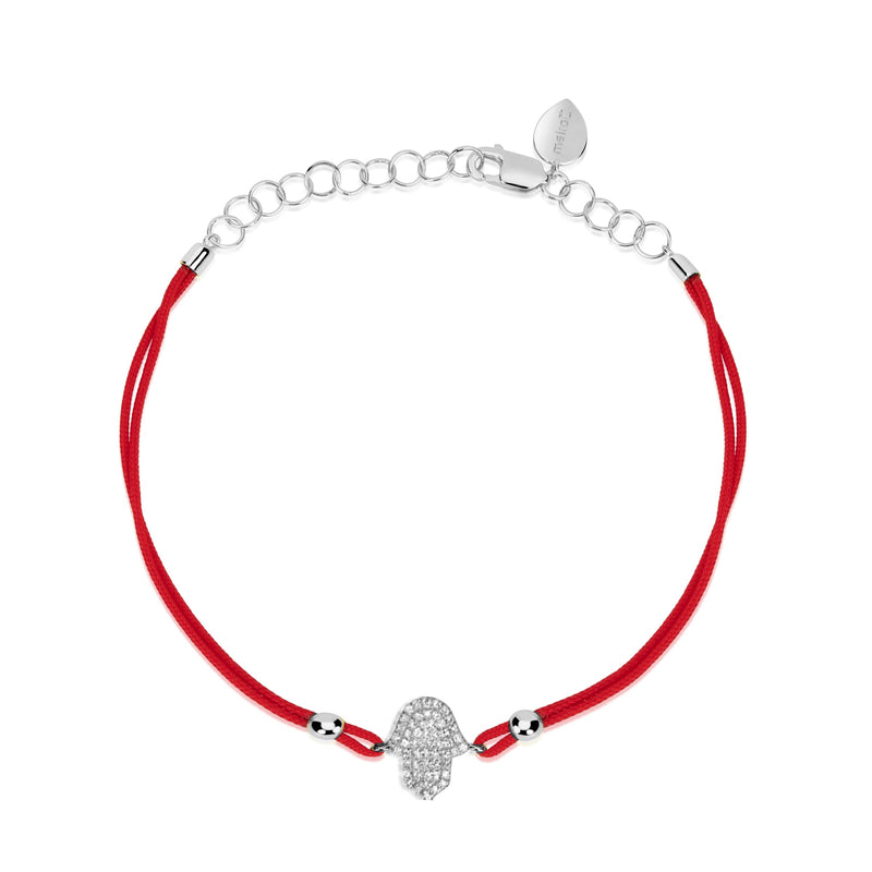 14kt Yellow Gold Hamsa Red String Bracelet