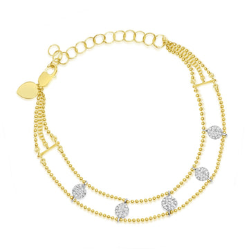 14kt Yellow Gold Beaded Diamond Ladder Bracelet