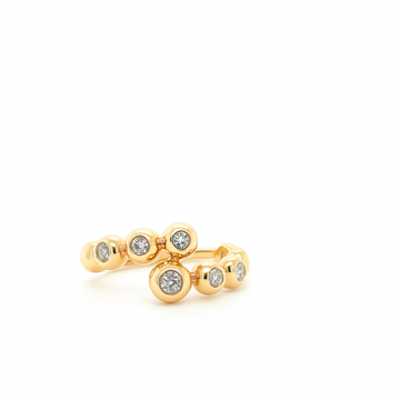 14kt Yellow Gold Bubble Gypsy Diamond Crossover Ring