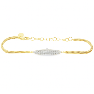 14kt Yellow Gold Snake Bracelet Diamond Taper Marquise Shape Link