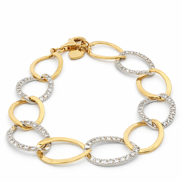 18kt White and Yellow Gold Open Oval Diamond Bracelet