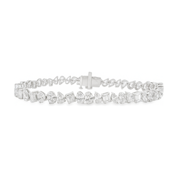 14kt White Gold Lab Grown Diamond Multi Shape Tennis Bracelet