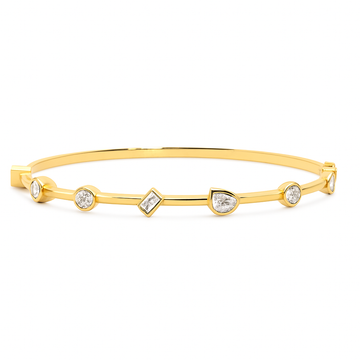 18kt Yellow Gold Multi Shape Diamond Bezel Bangle