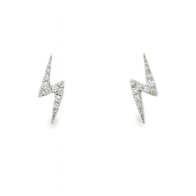 14kt Gold Lightening Blot Diamond Stud Earrings