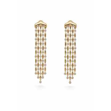 18kt Yellow Gold 5 Row Dangles with Bezel Diamond Earrings