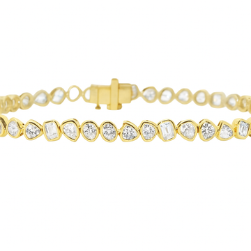 14kt Yellow Gold Lab Grown Diamond Multi Shape Bezel Set Tennis Bracelet
