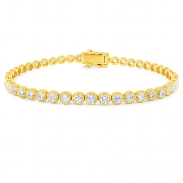 18kt Yellow Gold 4.11ct Bezel Diamond Tennis Bracelet