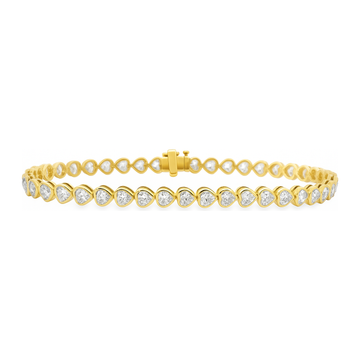 14kt Yellow Gold Lab Grown Diamond Heart Shape Bezel Tennis Bracelet