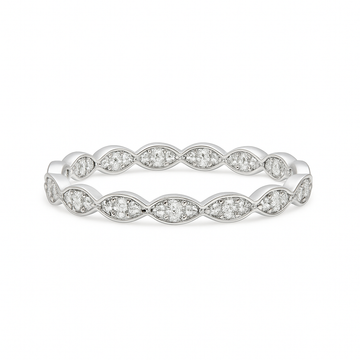 18kt White Gold Milgrain Maquise Shape Link Eternity Band