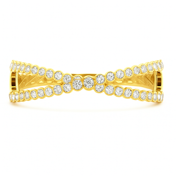 18kt Yellow Gold Bezel Crossover Diamond Bangle