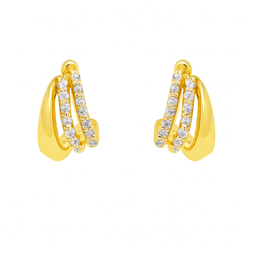 14kt White and Yellow Gold 3 Bar Spilt Tear Drop Earrings