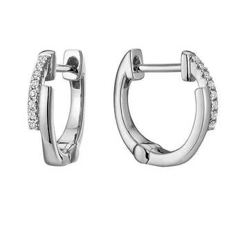 10kt Gold Small Split Diamond Hoop Earrings