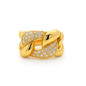 18kt Yellow Gold Gypsy Diamond 13mm Curb Link Ring