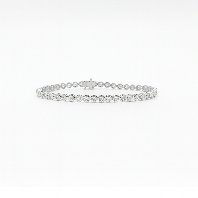 14kt White Gold 4.31ct Bezel Diamond Tennis Bracelet