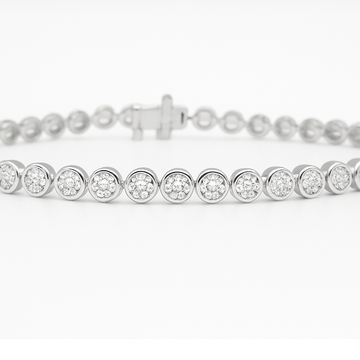 14kt White Gold 4.31ct Bezel Diamond Tennis Bracelet