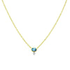 14kt Yellow Gold Blue Topaz and Diamond Bezel Necklace