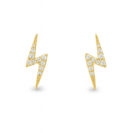 14kt Gold Lightening Blot Diamond Stud Earrings
