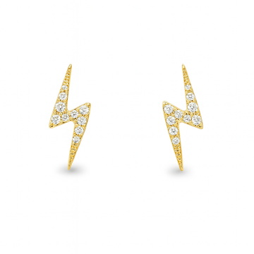 14kt Gold Lightening Blot Diamond Stud Earrings