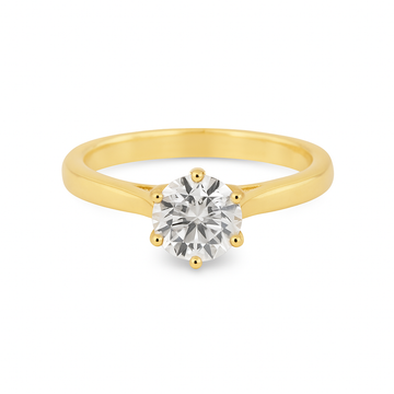 18kt Yellow Gold 6 Claw with pave facing Shank Engagement Ring