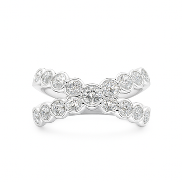 18kt White Gold Bezel Diamond Crossover Ring