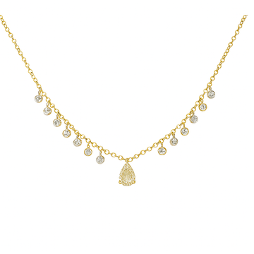 14kt Yellow Gold with a Yellow Pear with Diamond Dangles Necklace