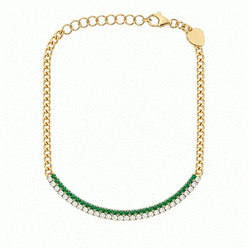 14kt Yellow Gold Emerald/Diamond Curb Bracelet
