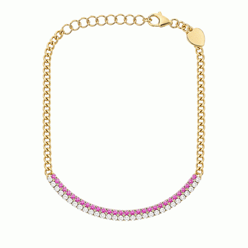 14kt Yellow Gold Pink Sapphire/Diamond Curb Bracelet