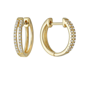 10kt Yellow Gold Spilt Diamond Hoop Earrings
