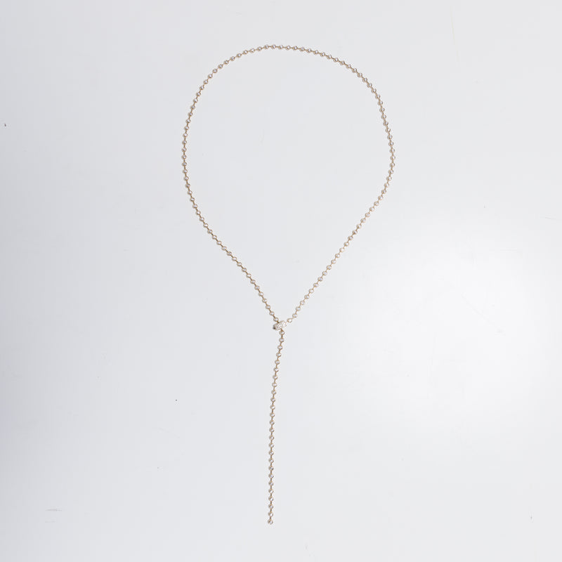 14kt Yellow Gold Bezel Set Diamond Lariat Necklace