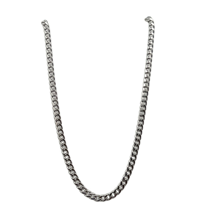 10kt White Gold 3.5mm 24 Inch Hollow Curb Chain