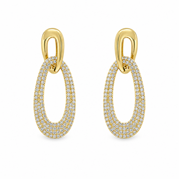 18kt Yellow Gold Open Oval Tapered Diamond Earrings