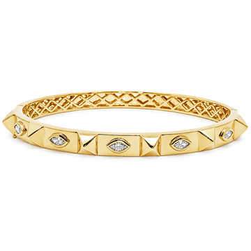 18kt Yellow Gold Marquise Diamond Studded Bangle