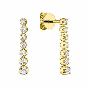 14kt Gold Claw Set Graduated Dangle Diamond Earrings