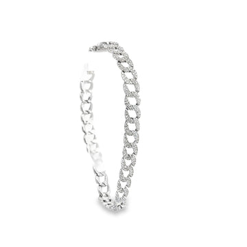 14kt White Gold 6.5mm cuban Link Diamond Bracelete