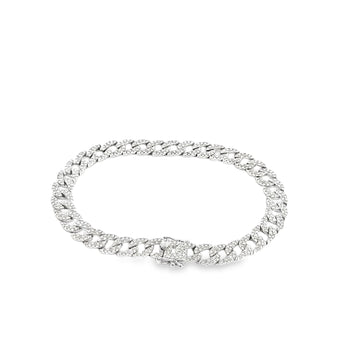 14kt White Gold 6.5mm cuban Link Diamond Bracelete