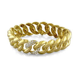 18kt Gold 14mm Diamond Curb Link Bracelet