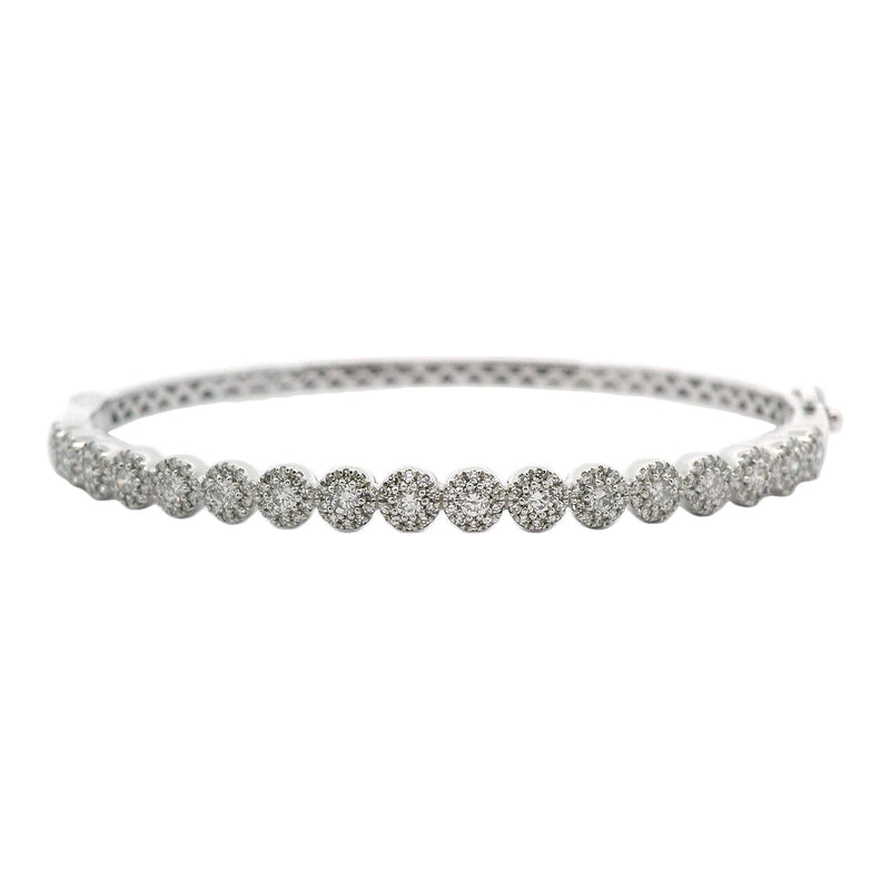 14kt White Gold Martini Halo Diamond Bangle