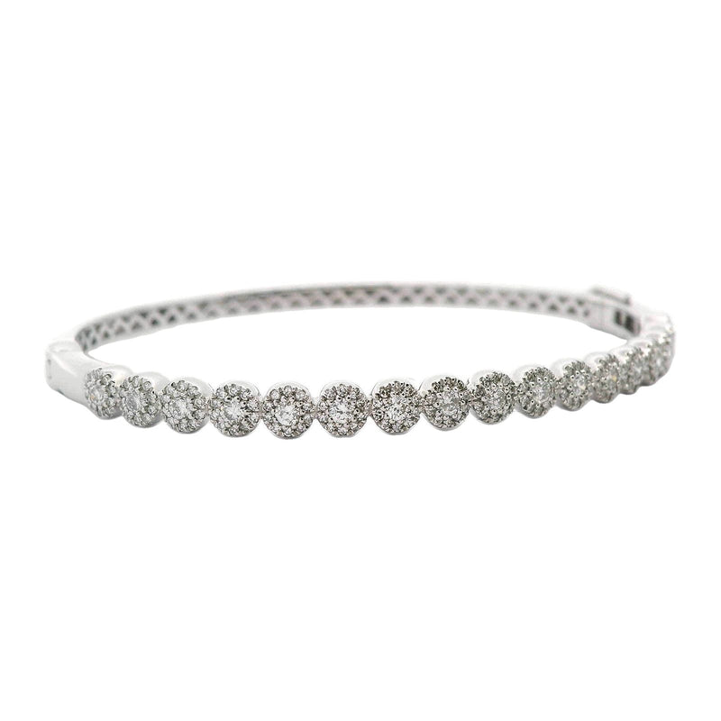 14kt White Gold Martini Halo Diamond Bangle