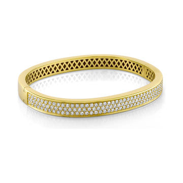 18kt Gold 3 Row Pavé Bangle