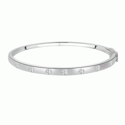 14kt White Gold Round Diamond High Polish Bangle