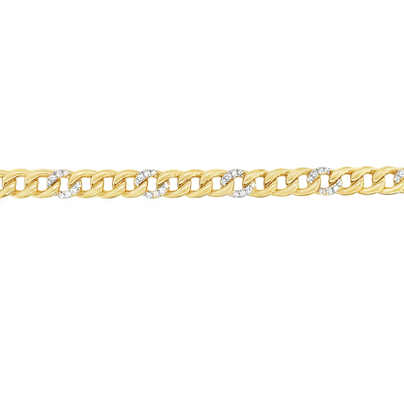 18kt Yellow Gold 7mm Diamond Curb Link Bracelet