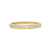 18kt Yellow Gold 6.5mm Pave Bangle with Bezel Emerald Diamonds