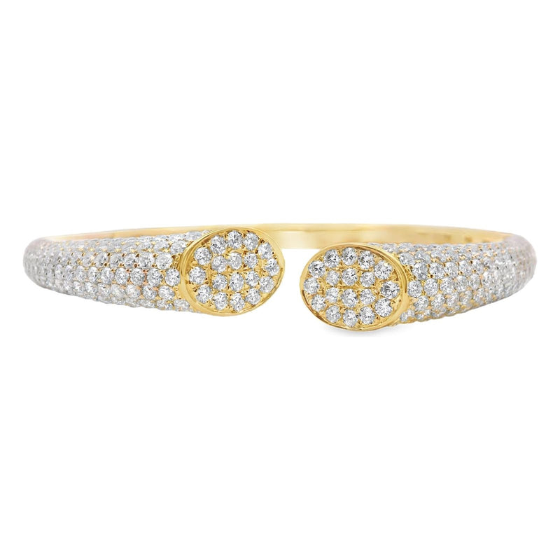 18kt Yellow Gold Open Pave Rounded Diamond Bangle