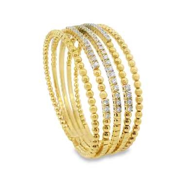 18kt Yellow Gold 5 Row Beaded Flex Diamond Bracelet