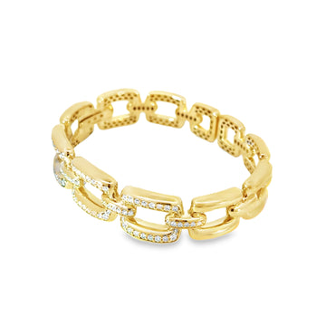 18kt Yellow Gold 3 Pave Open Link Bracelet