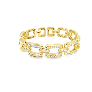 18kt Yellow Gold 3 Pave Open Link Bracelet