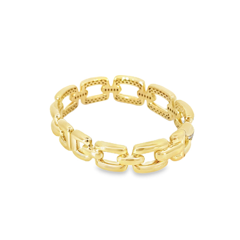 18kt Yellow Gold 3 Pave Open Link Bracelet
