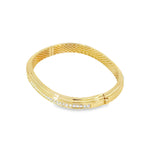 18kt Yellow Gold Ridged Diamond Cuff Bangle