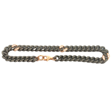 18kt Pink Gold Titanium Curb Link Diamond Bracelet